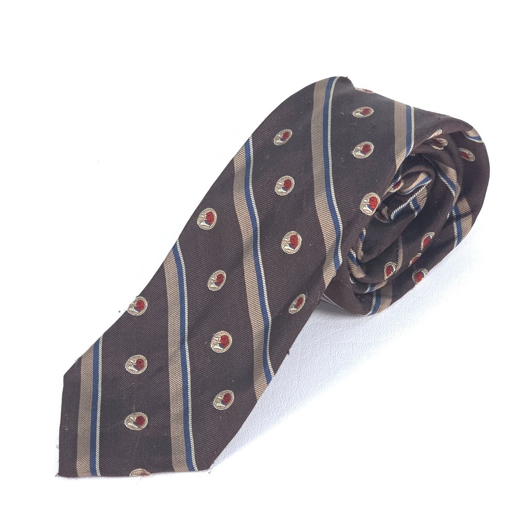 Vintage ROBERT TALBOTT Silk Tie Duck‎ Head Print Brown Blue Officecore Corpcore